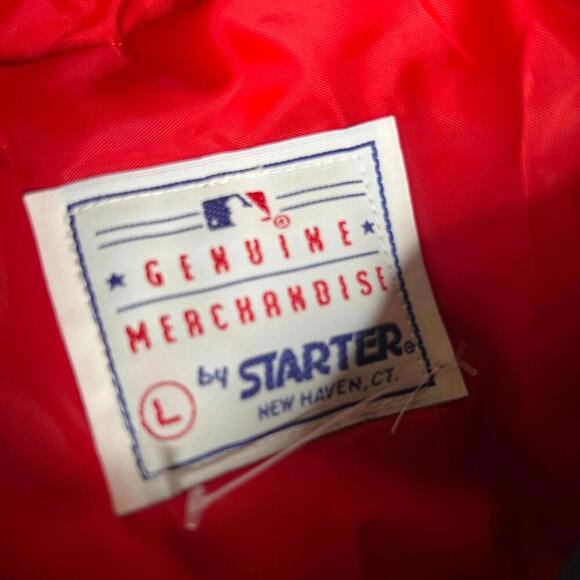 Vintage Cleveland Indians MLB Starter Jacket L Red Blue Two-Tone Genuine 90s - Picture 4 of 8